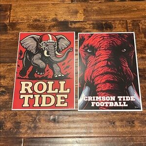 Crimson Tide Football Art Posters - Red and Black 11x17